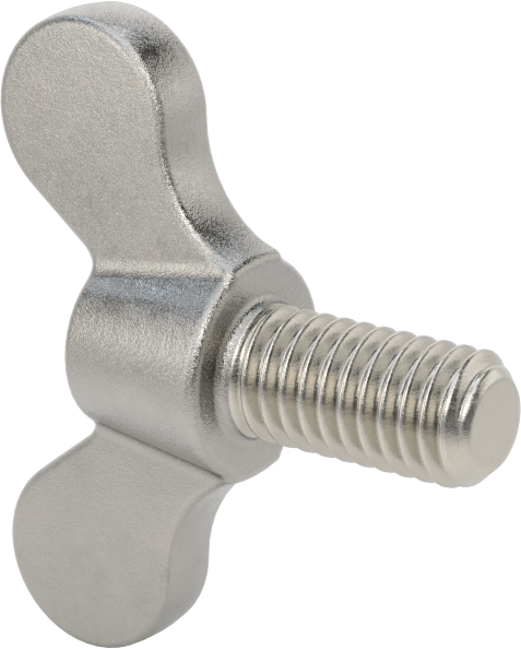 Paslanmaz Çelik Kanat Başlı El Vidası, 3/8"-16 Diş Boyutu, 3/4" Uzunluk