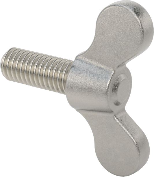 Paslanmaz Çelik Kanat Başlı El Vidası, 3/8"-16 Diş Boyutu, 1" Uzunluk