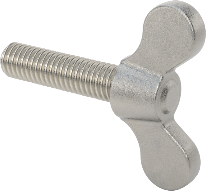 Paslanmaz Çelik Kanat Başlı El Vidası, 3/8"-16 Diş Boyutu, 1-1/2" Uzunluk