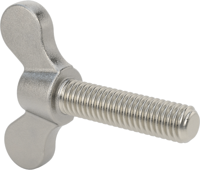 Paslanmaz Çelik Kanat Başlı El Vidası, 3/8"-16 Diş Boyutu, 1-1/2" Uzunluk