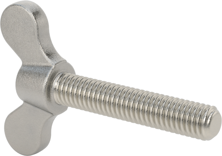 Paslanmaz Çelik Kanat Başlı El Vidası, 3/8"-16 Diş Boyutu, 2" Uzunluk
