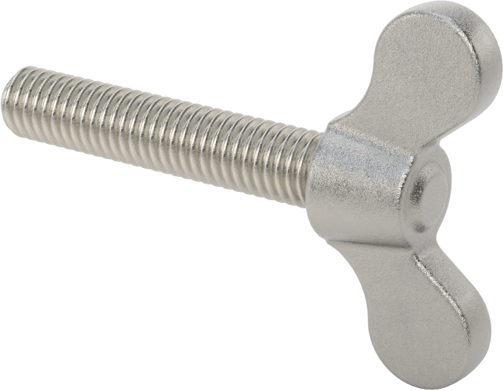Paslanmaz Çelik Kanat Başlı El Vidası, 3/8"-16 Diş Boyutu, 2" Uzunluk