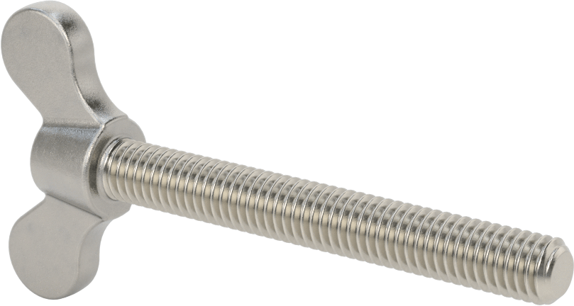 Paslanmaz Çelik Kanat Başlı El Vidası, 3/8"-16 Diş Boyutu, 3" Uzunluk