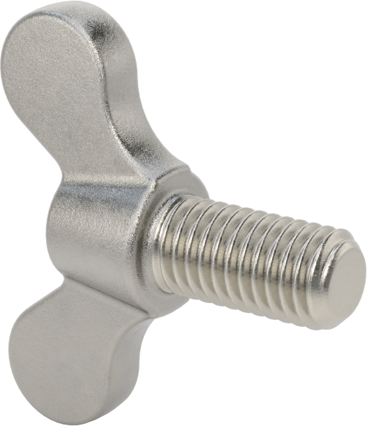 Paslanmaz Çelik Kanat Başlı El Vidası, 1/2"-13 Diş Boyutu, 1" Uzunluk