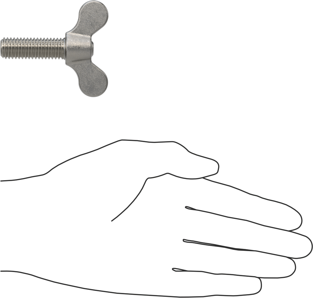 Paslanmaz Çelik Kanat Başlı El Vidası, 1/2"-13 Diş Boyutu, 1-1/2" Uzunluk