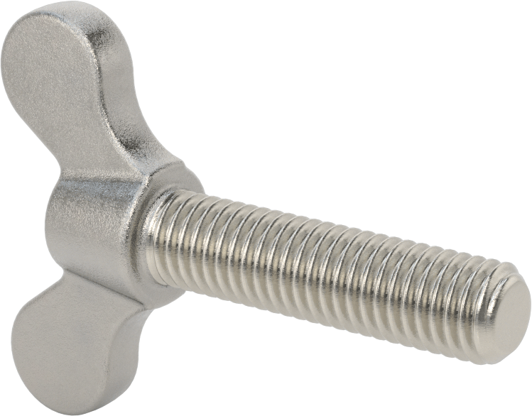 Paslanmaz Çelik Kanat Başlı El Vidası, 1/2"-13 Diş Boyutu, 2" Uzunluk