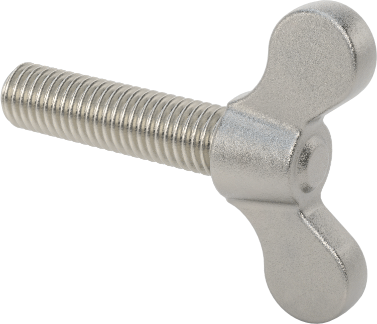Paslanmaz Çelik Kanat Başlı El Vidası, 1/2"-13 Diş Boyutu, 2" Uzunluk