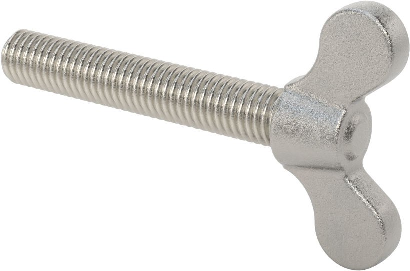 Paslanmaz Çelik Kanat Başlı El Vidası, 1/2"-13 Diş Boyutu, 3" Uzunluk