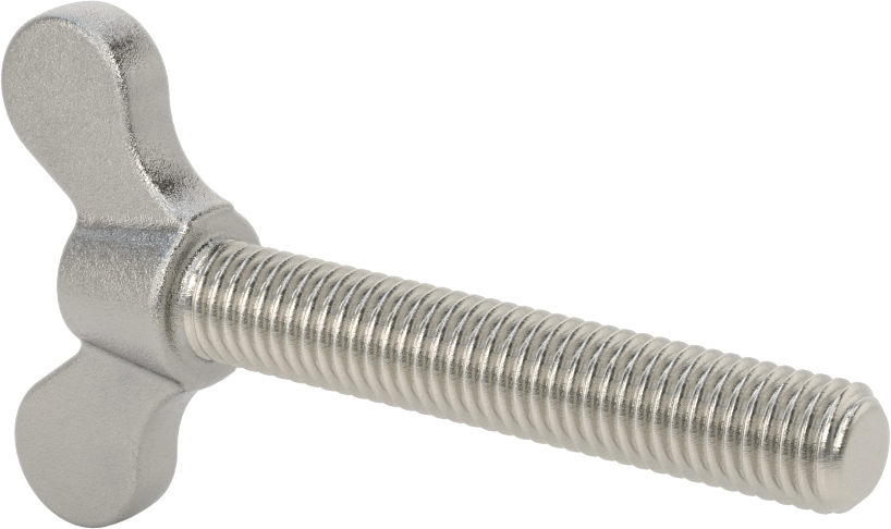Paslanmaz Çelik Kanat Başlı El Vidası, 1/2"-13 Diş Boyutu, 3" Uzunluk