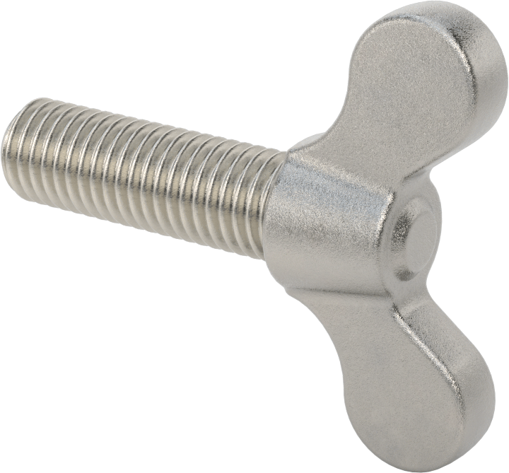 Paslanmaz Çelik Kanat Başlı El Vidası, 5/8"-11 Diş Boyutu, 2" Uzunluk