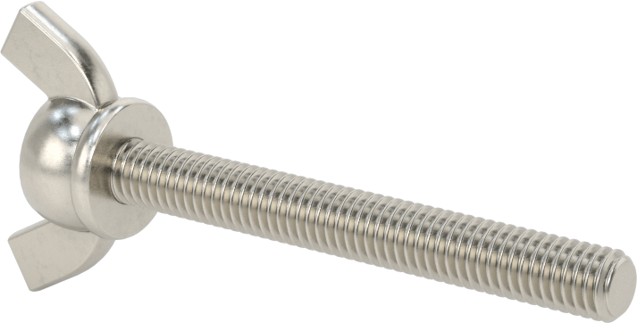 Paslanmaz Çelik Kanat Başlı El Vidası, M6 x 1 mm Diş Boyutu, 50 mm Uzunluk