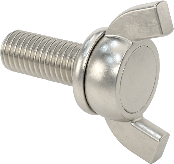 Paslanmaz Çelik Kanat Başlı El Vidası, M10 x 1,5 mm Diş Boyutu, 25 mm Uzunluk
