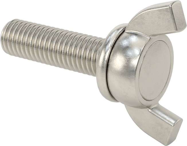 Paslanmaz Çelik Kanat Başlı El Vidası, M10 x 1,5 mm Diş Boyutu, 35 mm Uzunluk