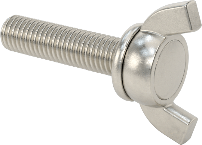 Paslanmaz Çelik Kanat Başlı El Vidası, M10 x 1,5 mm Diş Boyutu, 40 mm Uzunluk
