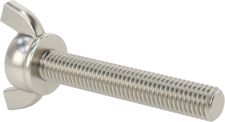 Paslanmaz Çelik Kanat Başlı El Vidası, M10 x 1,5 mm Diş Boyutu, 60 mm Uzunluk