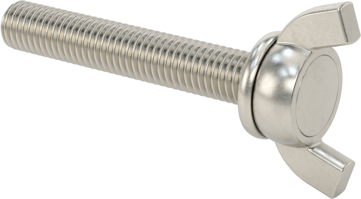 Paslanmaz Çelik Kanat Başlı El Vidası, M10 x 1,5 mm Diş Boyutu, 60 mm Uzunluk