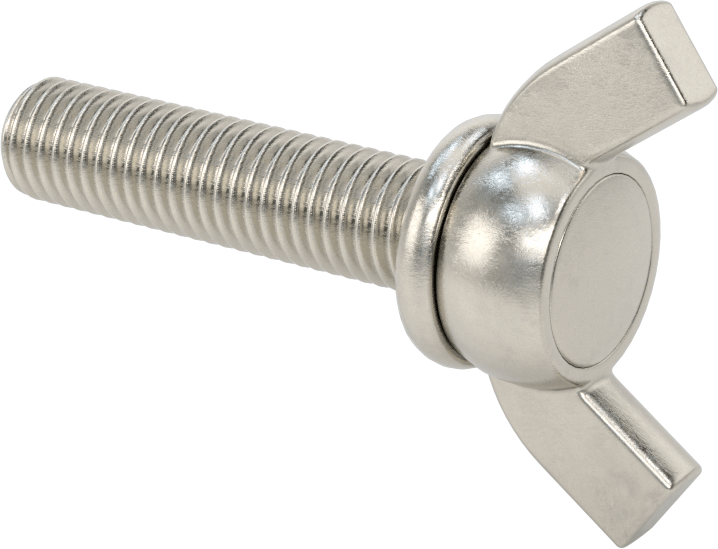 Paslanmaz Çelik Kanat Başlı El Vidası, M12 x 1,75 mm Dişli Boyutu, 50 mm Uzunluk
