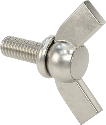 Paslanmaz Çelik Kanat Başlı El Vidası, M4 x 0,7 mm Diş Boyutu, 10 mm Uzunluk