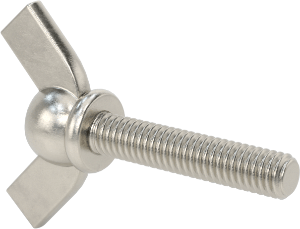 Paslanmaz Çelik Kanat Başlı El Vidası, M4 x 0,7 mm Diş Boyutu, 20 mm Uzunluk