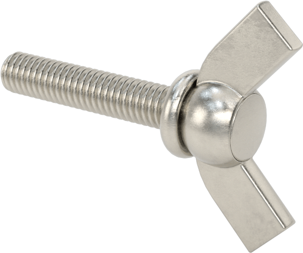 Paslanmaz Çelik Kanat Başlı El Vidası, M4 x 0,7 mm Diş Boyutu, 20 mm Uzunluk