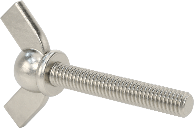 Paslanmaz Çelik Kanat Başlı El Vidası, M4 x 0,7 mm Diş Boyutu, 25 mm Uzunluk