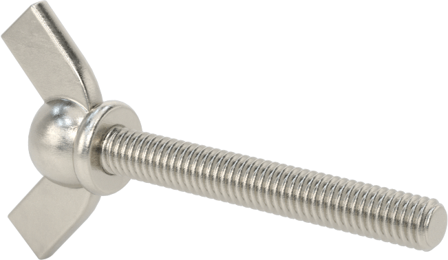 Paslanmaz Çelik Kanat Başlı El Vidası, M4 x 0,7 mm Diş Boyutu, 30 mm Uzunluk