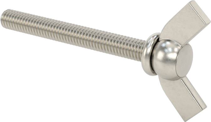 Paslanmaz Çelik Kanat Başlı El Vidası, M4 x 0,7 mm Diş Boyutu, 35 mm Uzunluk