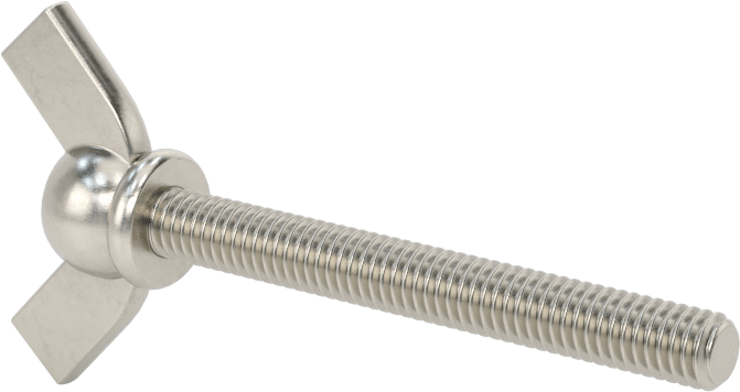 Paslanmaz Çelik Kanat Başlı El Vidası, M4 x 0,7 mm Diş Boyutu, 35 mm Uzunluk