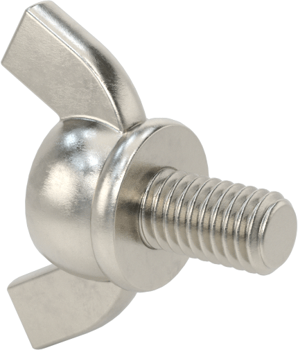 Paslanmaz Çelik Kanat Başlı El Vidası, M6 x 1 mm Diş Boyutu, 10 mm Uzunluk