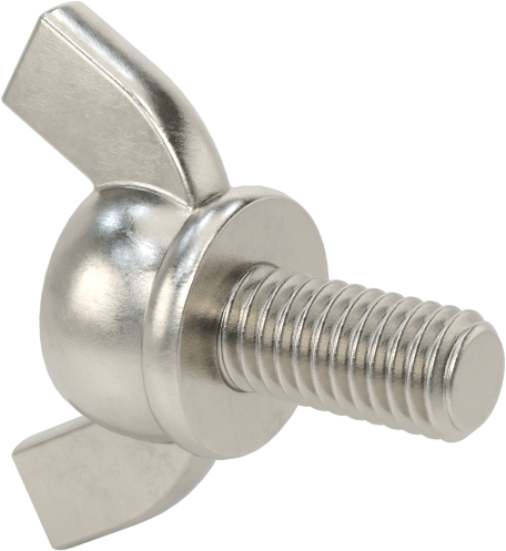 Paslanmaz Çelik Kanat Başlı El Vidası, M6 x 1 mm Diş Boyutu, 12 mm Uzunluk