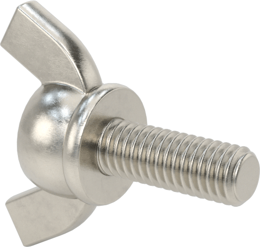 Paslanmaz Çelik Kanat Başlı El Vidası, M6 x 1 mm Diş Boyutu, 16 mm Uzunluk