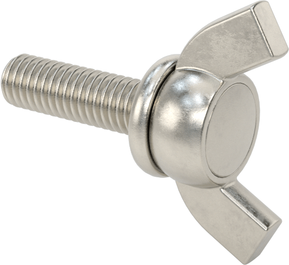 Paslanmaz Çelik Kanat Başlı El Vidası, M6 x 1 mm Diş Boyutu, 20 mm Uzunluk