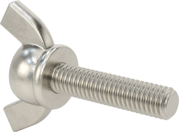 Paslanmaz Çelik Kanat Başlı El Vidası, M6 x 1 mm Diş Boyutu, 25 mm Uzunluk