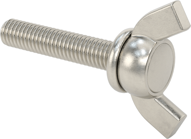 Paslanmaz Çelik Kanat Başlı El Vidası, M6 x 1 mm Diş Boyutu, 30 mm Uzunluk