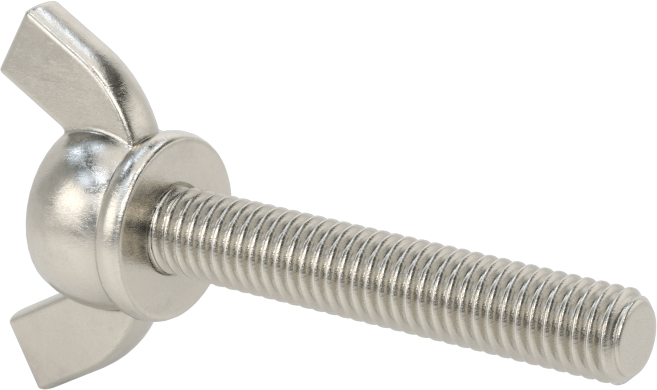 Paslanmaz Çelik Kanat Başlı El Vidası, M6 x 1 mm Diş Boyutu, 35 mm Uzunluk
