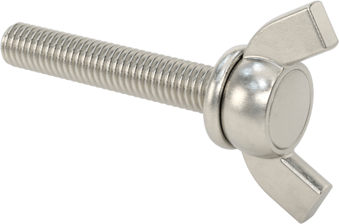 Paslanmaz Çelik Kanat Başlı El Vidası, M6 x 1 mm Diş Boyutu, 35 mm Uzunluk