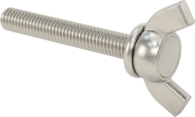 Paslanmaz Çelik Kanat Başlı El Vidası, M6 x 1 mm Diş Boyutu, 40 mm Uzunluk