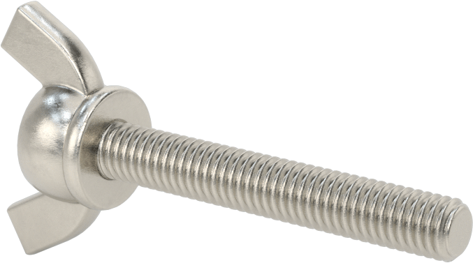 Paslanmaz Çelik Kanat Başlı El Vidası, M6 x 1 mm Diş Boyutu, 40 mm Uzunluk