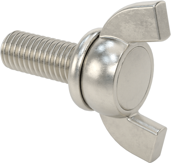 Paslanmaz Çelik Kanat Başlı El Vidası, M8 x 1,25 mm Diş Boyutu, 20 mm Uzunluk