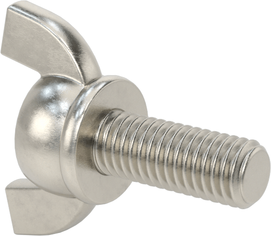 Paslanmaz Çelik Kanat Başlı El Vidası, M8 x 1,25 mm Diş Boyutu, 20 mm Uzunluk
