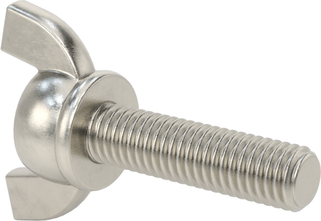 Paslanmaz Çelik Kanat Başlı El Vidası, M8 x 1,25 mm Diş Boyutu, 30 mm Uzunluk