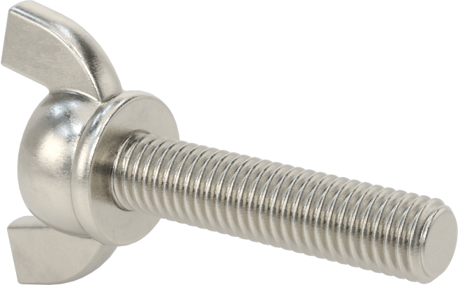 Paslanmaz Çelik Kanat Başlı El Vidası, M8 x 1,25 mm Diş Boyutu, 35 mm Uzunluk