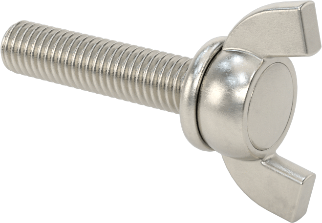 Paslanmaz Çelik Kanat Başlı El Vidası, M8 x 1,25 mm Diş Boyutu, 35 mm Uzunluk