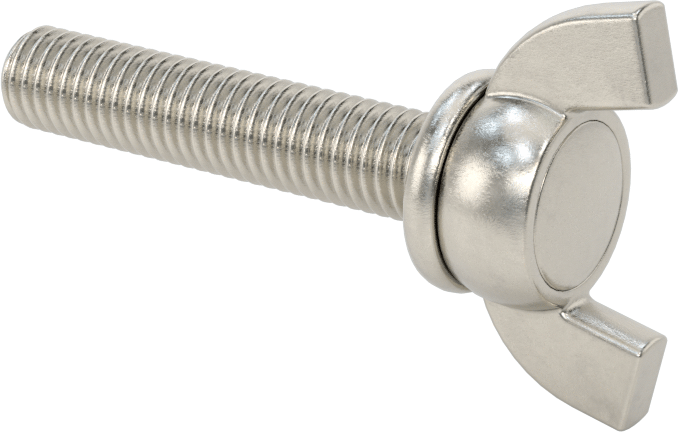 Paslanmaz Çelik Kanat Başlı El Vidası, M8 x 1,25 mm Diş Boyutu, 40 mm Uzunluk