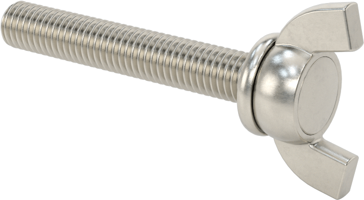 Paslanmaz Çelik Kanat Başlı El Vidası, M8 x 1,25 mm Diş Boyutu, 50 mm Uzunluk