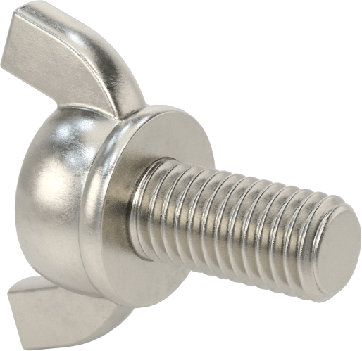 Paslanmaz Çelik Kanat Başlı El Vidası, M10 x 1,5 mm Diş Boyutu, 20 mm Uzunluk
