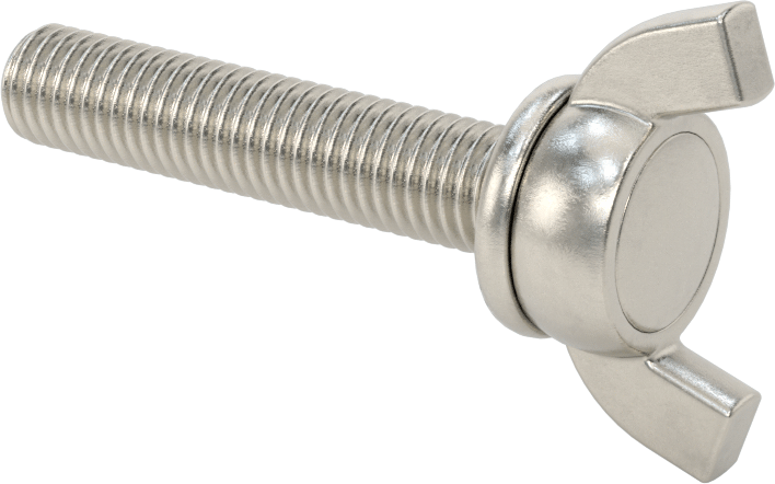 Paslanmaz Çelik Kanat Başlı El Vidası, M10 x 1,5 mm Diş Boyutu, 50 mm Uzunluk