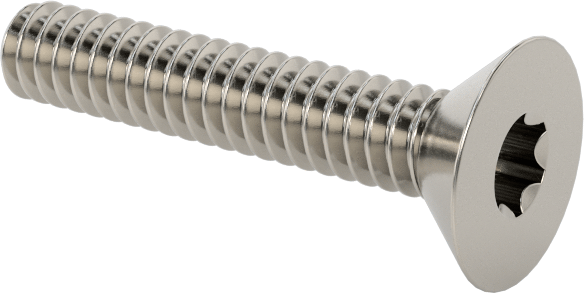 18-8 Paslanmaz Çelik Torx Düz Başlı Vidalar, Torx Plus, 4-40 Diş Boyutu, 5/8" Uzunluk