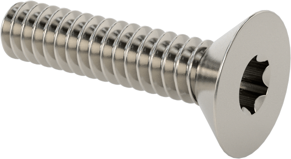 18-8 Paslanmaz Çelik Torx Düz Başlı Vidalar, Torx Plus, 6-32 Diş Boyutu, 5/8" Uzunluk
