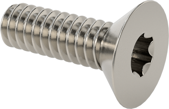 18-8 Paslanmaz Çelik Torx Düz Başlı Vidalar, Torx Plus, 10-24 Diş Boyutu, 5/8" Uzunluk
